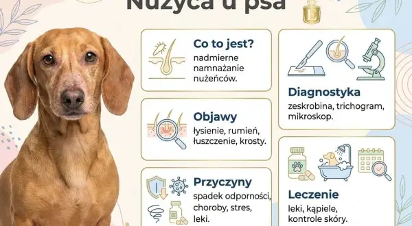 Portret jamnika z informacjami o nużycy u psa. Czy jest zaraźliwa dla ludzi? Objawy, przyczyny, diagnostyka i leczenie.