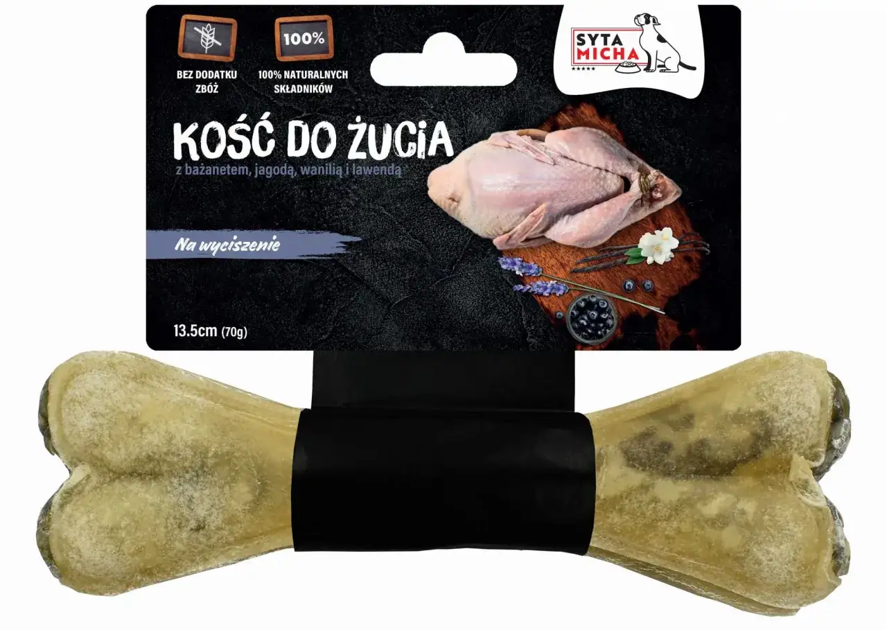 Naturalne kości do żucia dla psa, wzbogacone o bażanta, jagody, wanilię i lawendę. Idealne na wyciszenie.