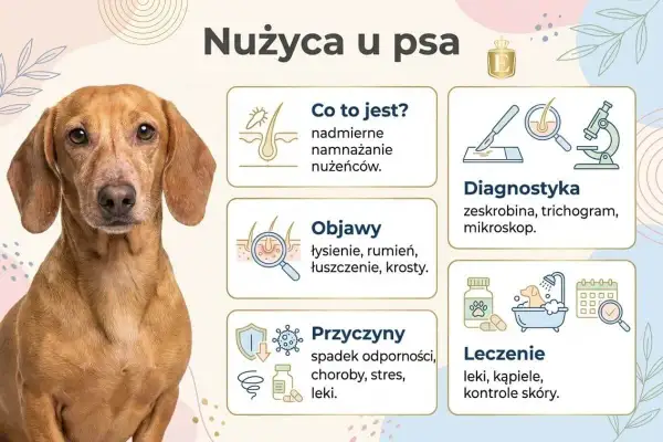 Portret jamnika z informacjami o nużycy u psa. Czy jest zaraźliwa dla ludzi? Objawy, przyczyny, diagnostyka i leczenie.